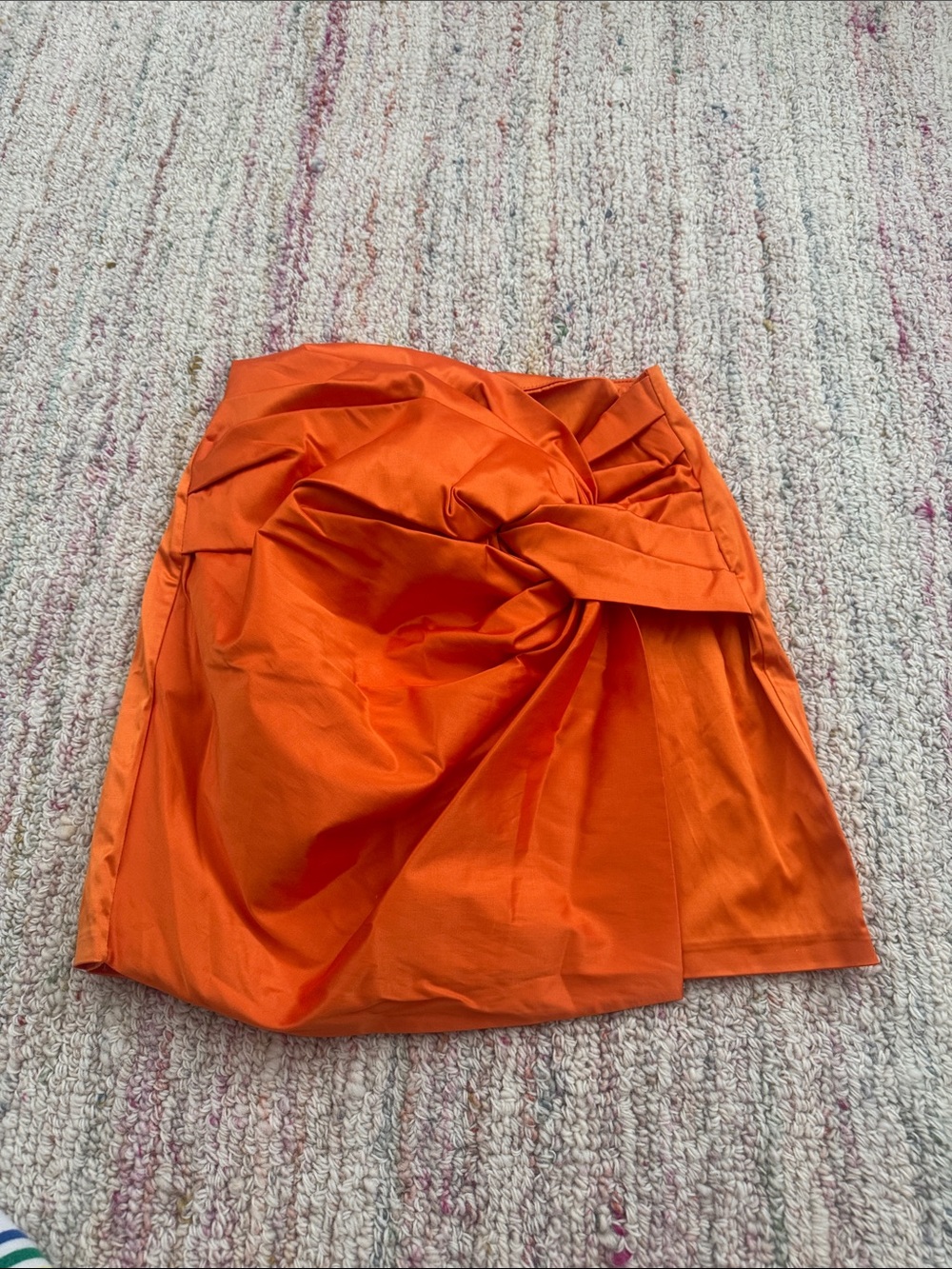 Twist-Front Orange Mini Skirt